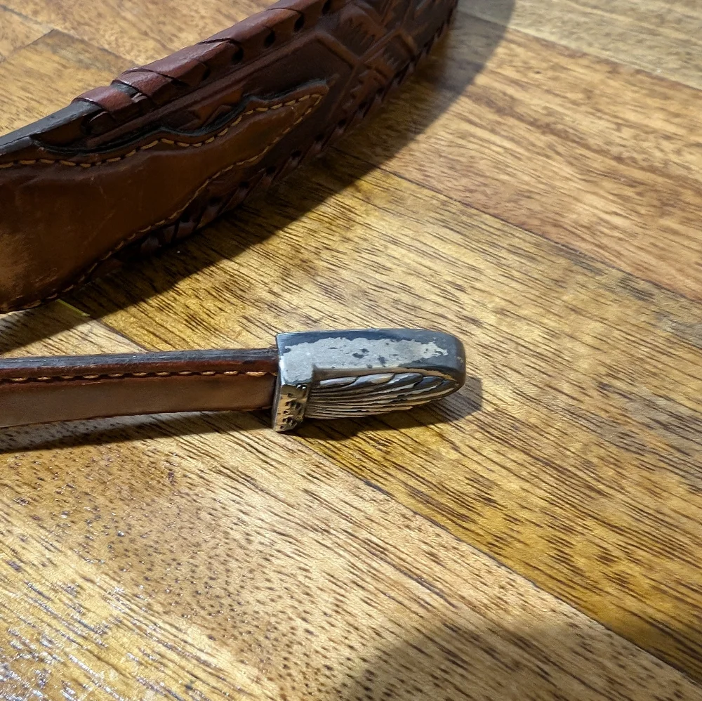 Tony Lama Belt‎ Tooled Brown Leather 76706 women size 36